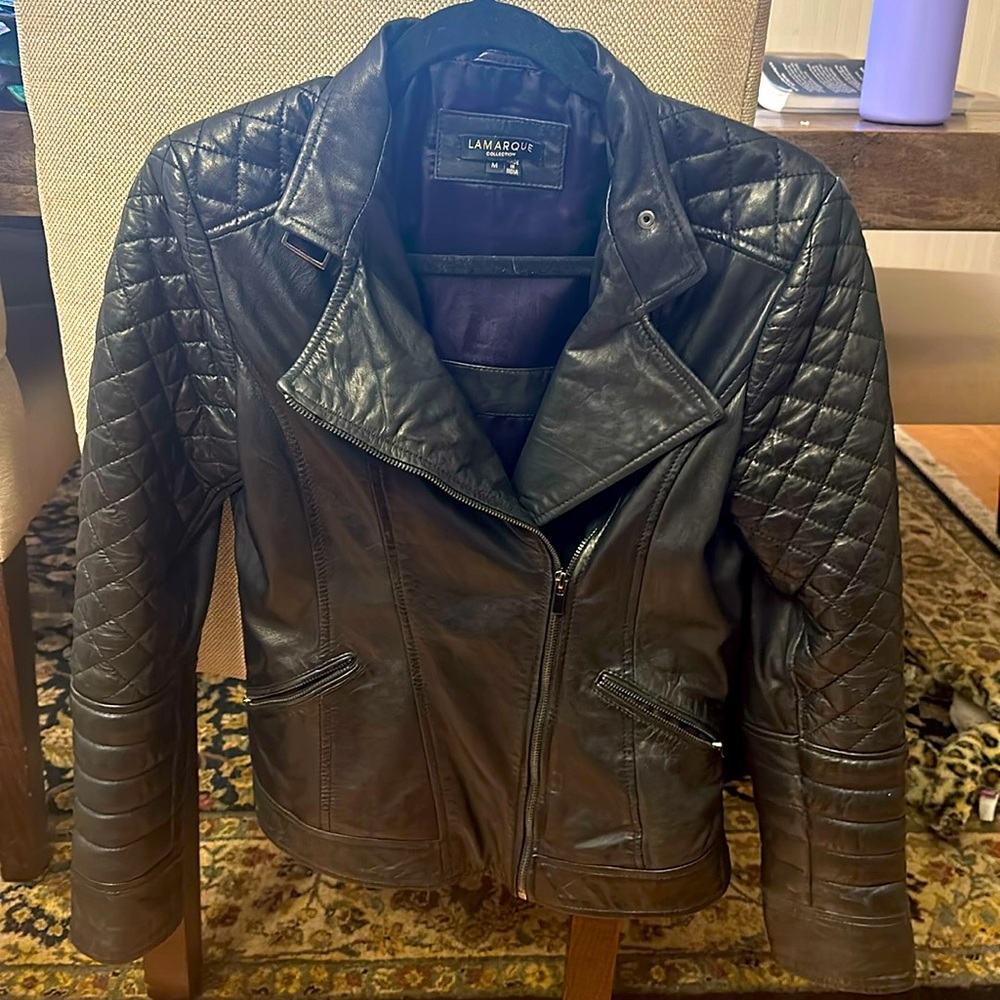 Quilted leather moto style jacket